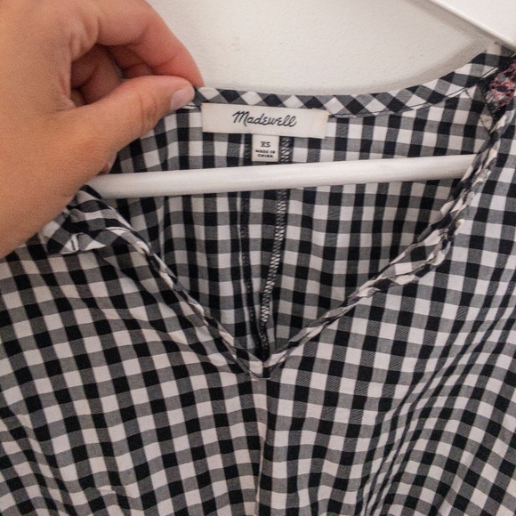 Madewell Gingham tassel tie top black white xsmall - Picture 7 of 8